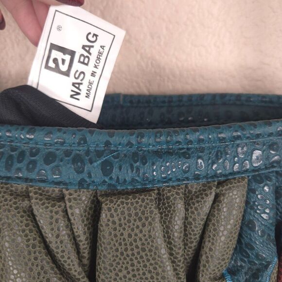 Vintage 80s Nas Bag Patchwork Leather Shoulder Bag Blue Red - Picture 7 of 9